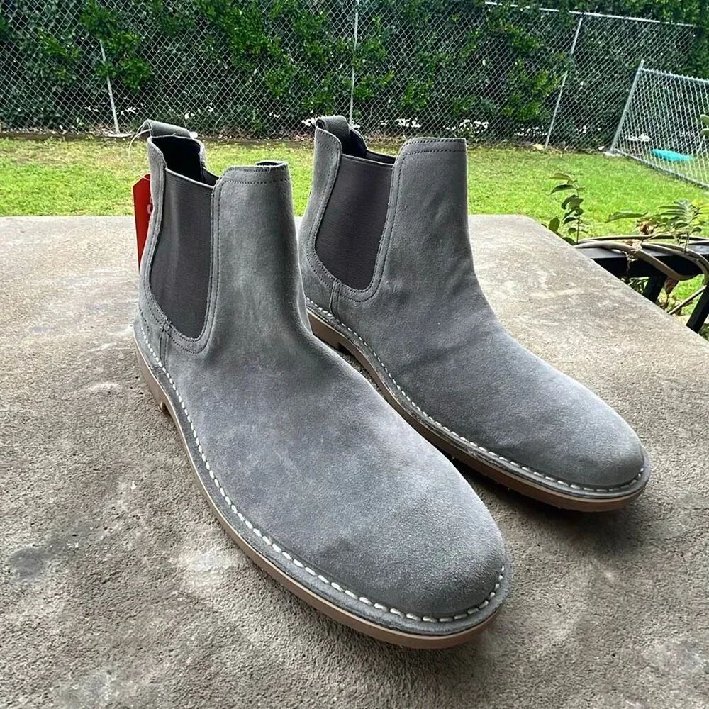 Hawke & Co Chelsea Suede Ankle Boots Almond Toe Gray Size 13 NWT